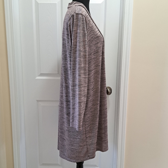 Michel Studio Long Cardigan Mauve Purple Black Heathered Mix Silky Women's 2X - Picture 7 of 10